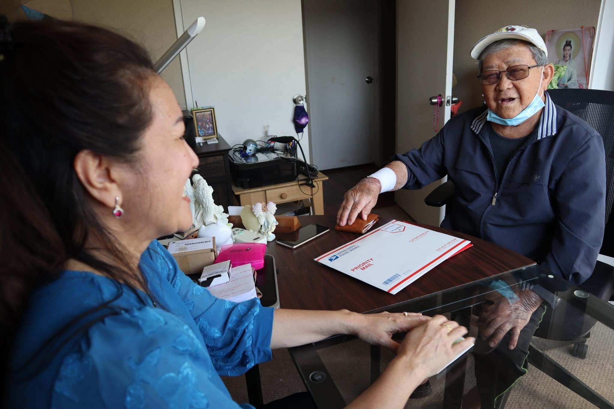 Notary public working with a senior customer